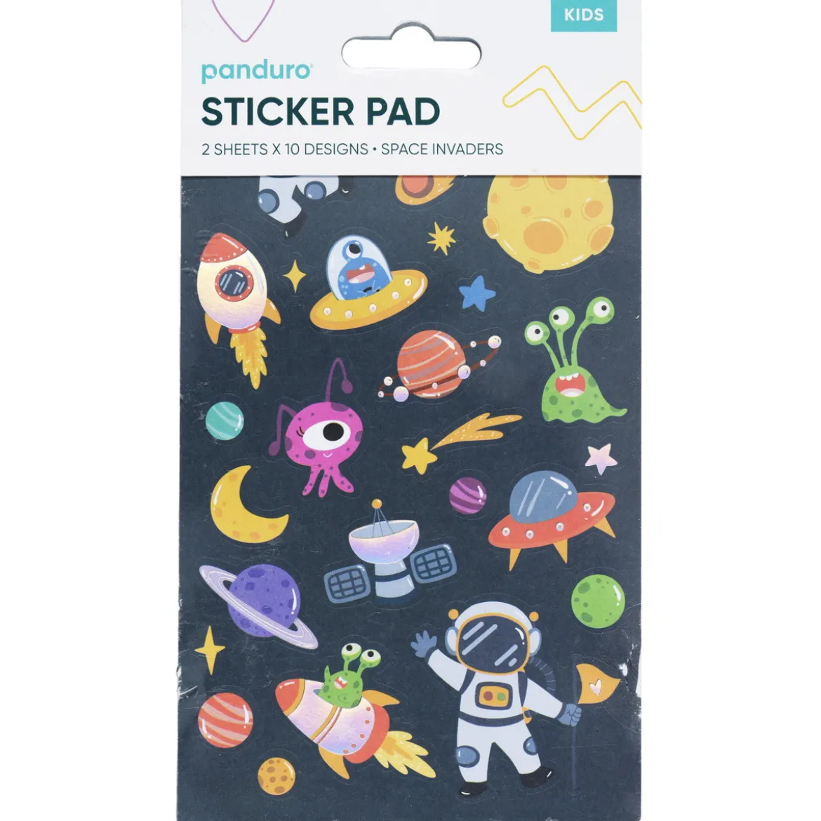 Stickersblock Alien – 2×10 designer, totalt 20 ark med klistermärken från rymden! 10×18 cm