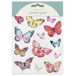 Stickersblock 16 ark Butterflies & Happy thoughts – vackra fjärilar och glada budskap. 2×8 designer