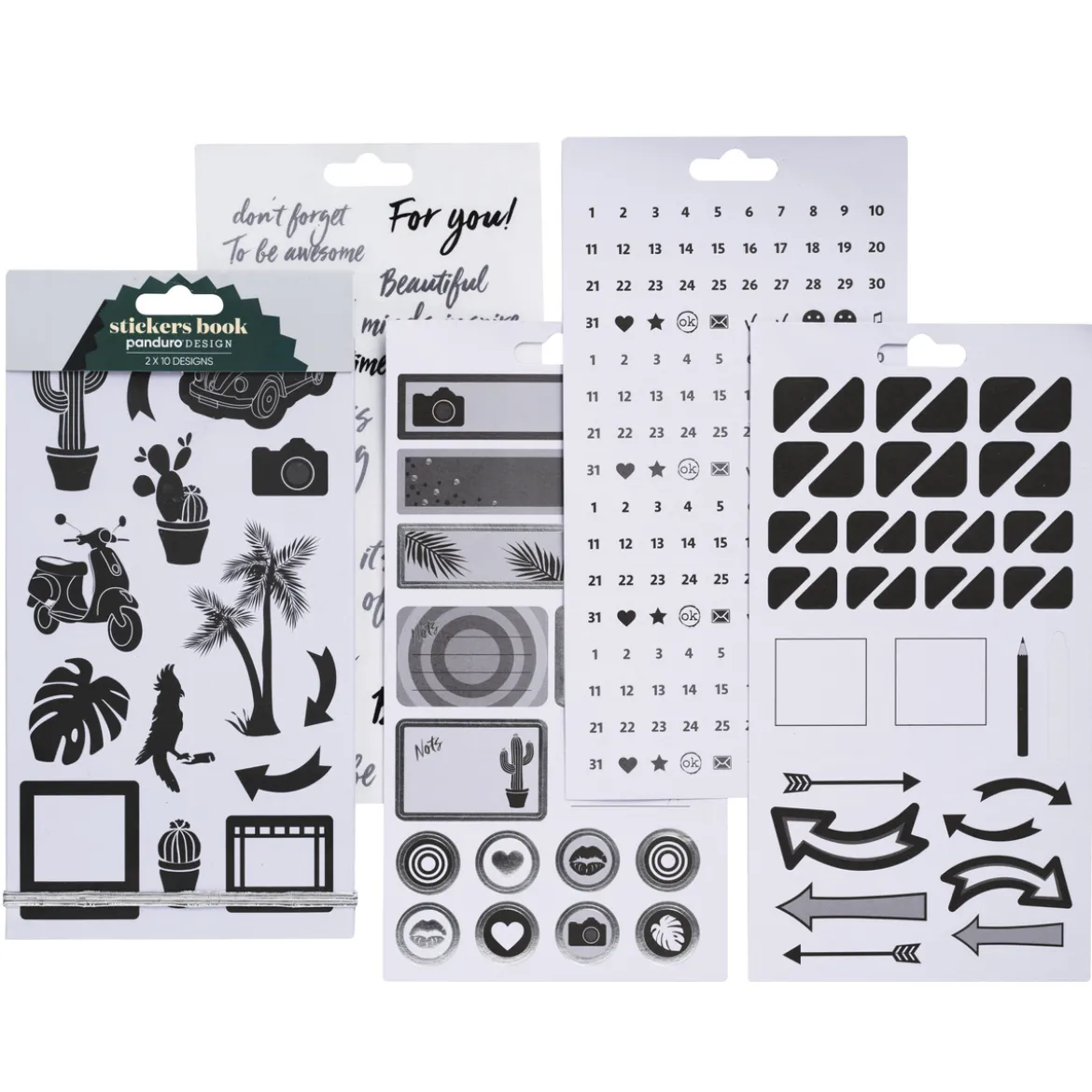 Stickersblock Svart/Vit 20 ark