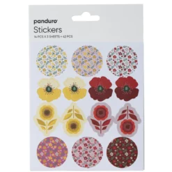 Stickers, blommor & blommönster, 3 ark med totalt 42 klistermärken