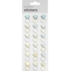 Stickers, 3D-klistermärken ringar i guld & silver med iriserande diamanter, 18 st.