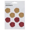 Stickers Jul, klistermärken som liknar vaxsigill, 16 st. i rött & guld.