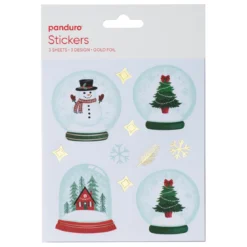 Stickers Jul och snökulor, klistermärken med vintriga snökulor, 3 ark, 12×13,5 cm