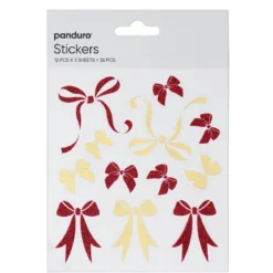 Stickers Jul, rosetter, 3 ark med totalt 36 klistermärken