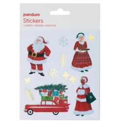 Stickers Jultomtar, juliga klistermärken med olika tomtar, 3 ark, 12×13,5 cm