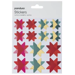 Stickers Jul,vikstjärnor, 3 ark med totalt 42 klistermärken