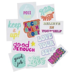 Stickers klistermärken för muggar & flaskor, tema glada ord och budskap!