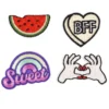 Stickers, 4 st. broderade klistermärken – Melon, BFF, regnbåge & händer