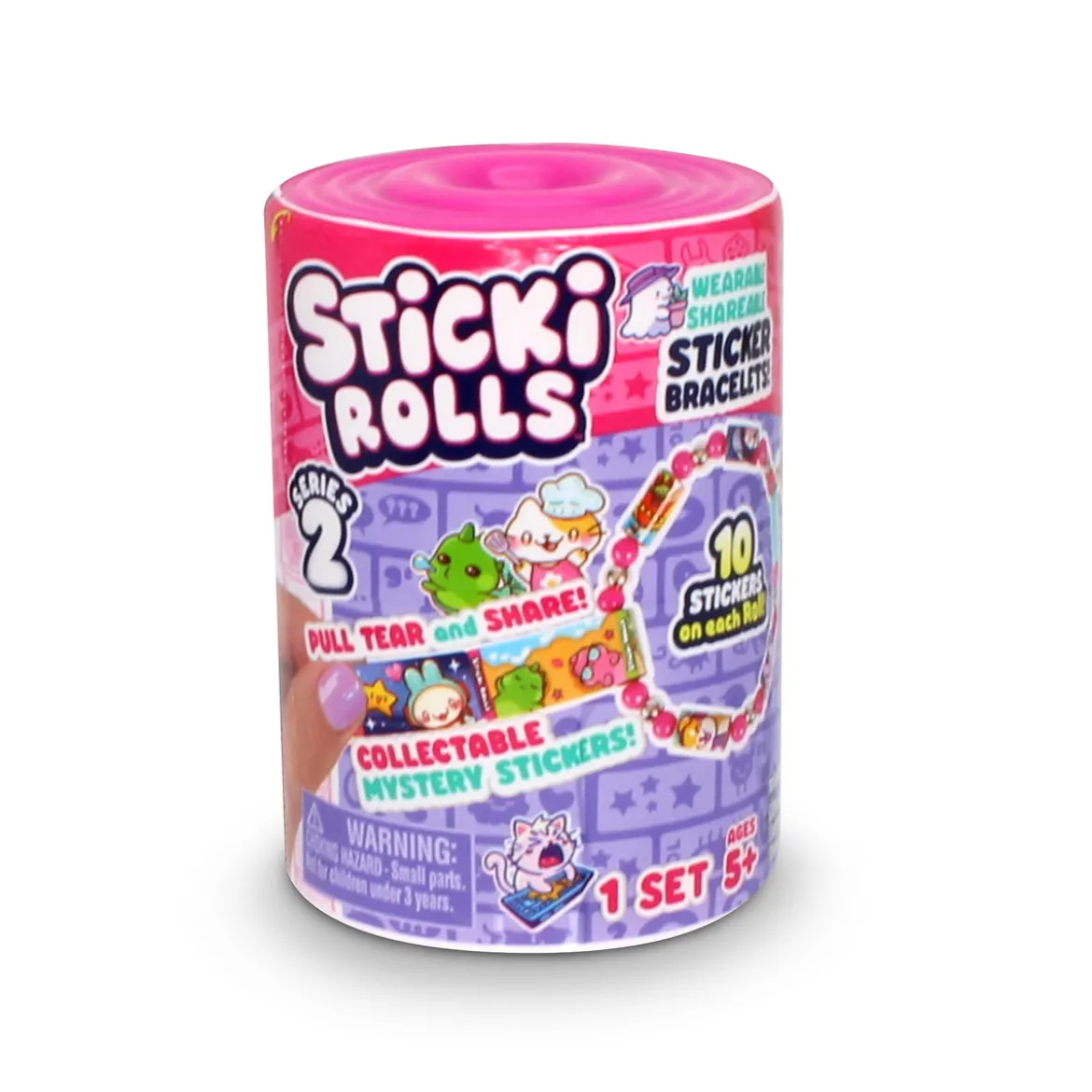 Sticki Rolls Surprise Capsule Series 2, överrasknings-armband med 50 klistermärken!