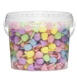 Stiftpärlor 350 st. Ø13 mm, hink med mosaikpärlor i pastellfärger