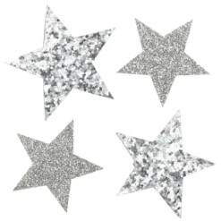 Stjärnor m glitter 36st silver