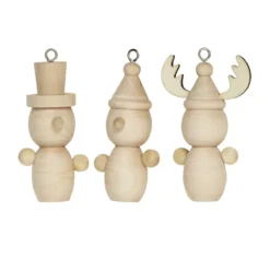 9 st. juliga träkroppar / stommar för julpyssel – 6–7 cm höga