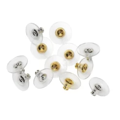 Stoppers till stiftörhängen med plastskydd 6 par – 3 silver/3 guld