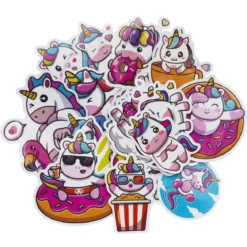 Stora stickers klistermärken med kawaii enhörningar & unicorns, 50 st.