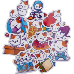 Stora stickers klistermärken med katt-tema, 50 st. 2,5–5 × 2,5–5 cm, beroende på form