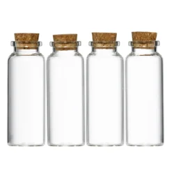 4 st. små korkförsedda glasflaskor / vialer – 40 ml