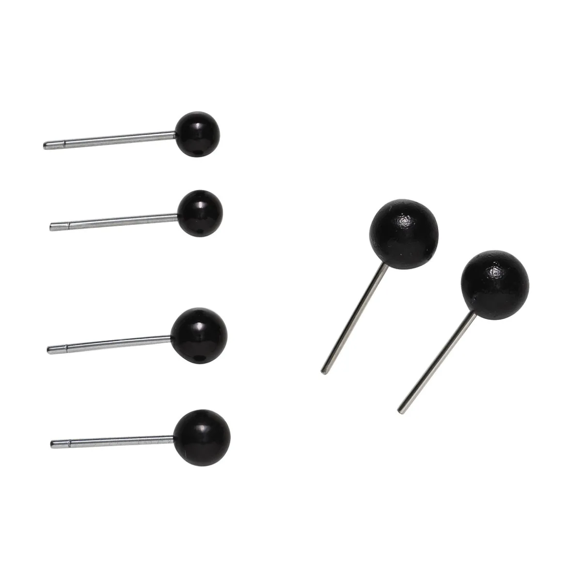 60 st. svarta ögon i tre olika storlekar – Ø4, 5, 6 mm