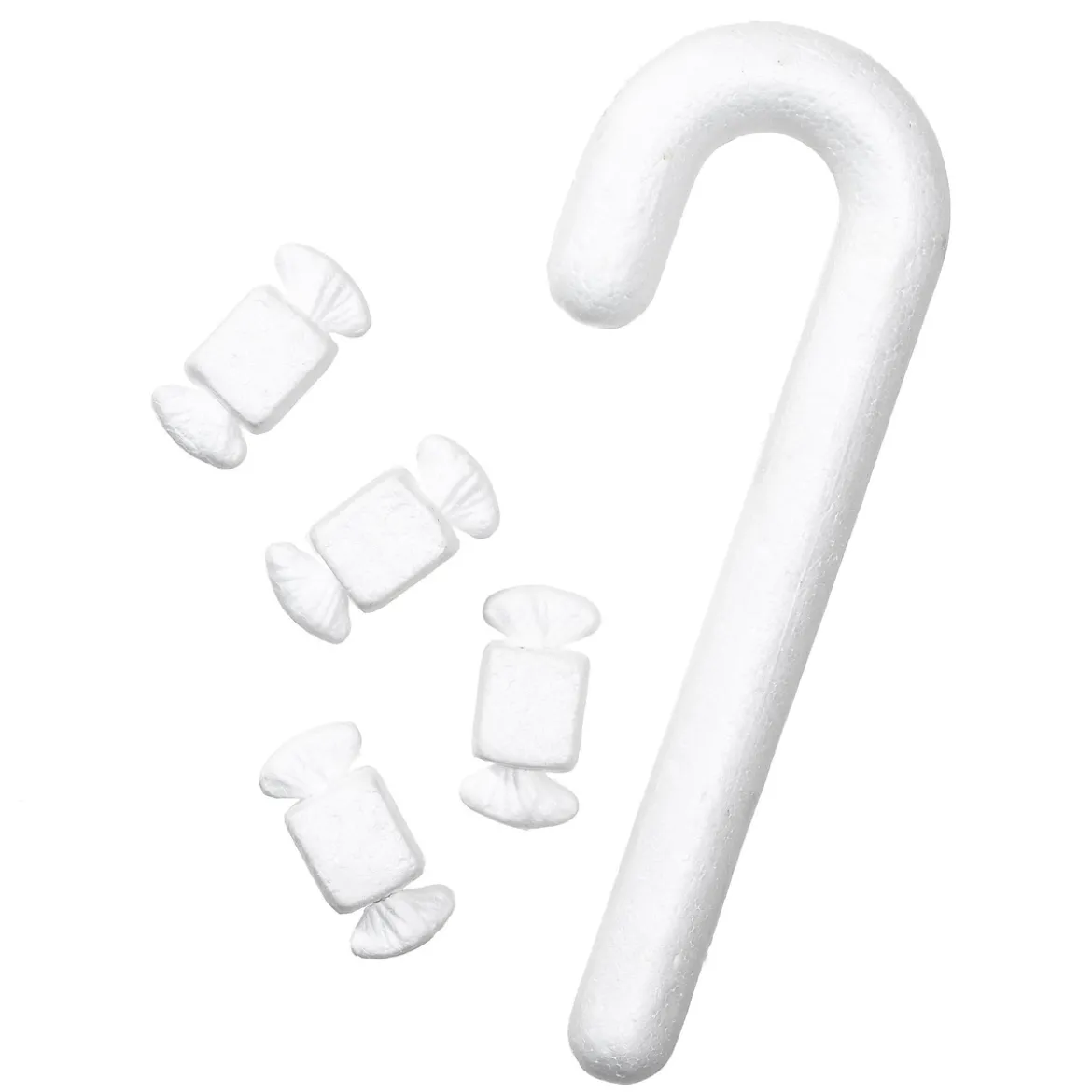 Styrolit julmix, stommar för julpyssel – polkakäpp L. 33 cm, kolor L. 7,5 cm