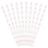 Sugrör av papper 10-pack, vita med rosa hjärtan. Längd 19,5 cm