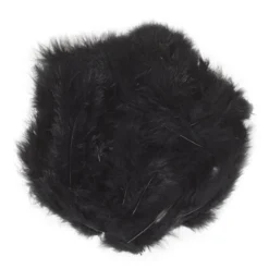 Svarta fluffiga fjädrar från kalkon, längd 5–10 cm, ca 70 stycken
