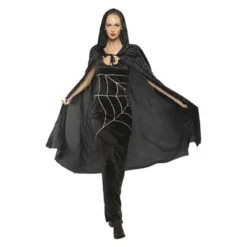 Svart cape i vuxenstorlek för utklädnad till halloween och maskerad
