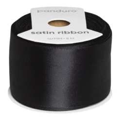 Svart satinband – 40 mm brett och 8 meter långt