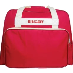 Symaskinsväska Singer Retro, röd väska för symaskiner, 46×26×33 cm
