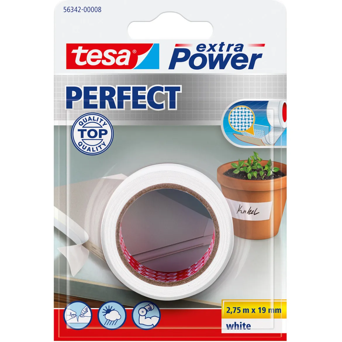 Tesa Extra Vävtejp 19mm Vit