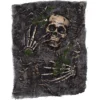 Textilduk med skelett och dödskalle för halloweendukning ca 38×53 cm