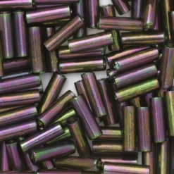 TOHO-pärlor bugle, avlånga glaspärlor 6 mm metallic grön