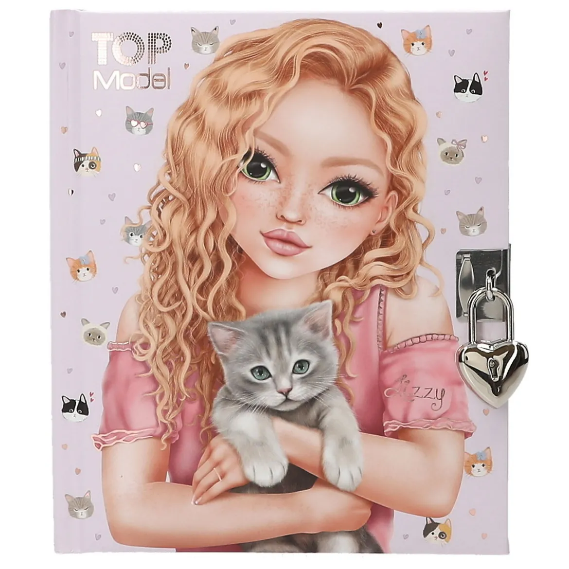 TOPModel Dagbok Kitty – dundersöt dagbok med hänglås, 192 sidor, 15,5×18,5 cm