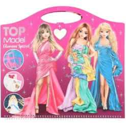 TOPModel Glamour designbok med 52 sidor roliga motiv & klistermärken, 33×30,5 cm