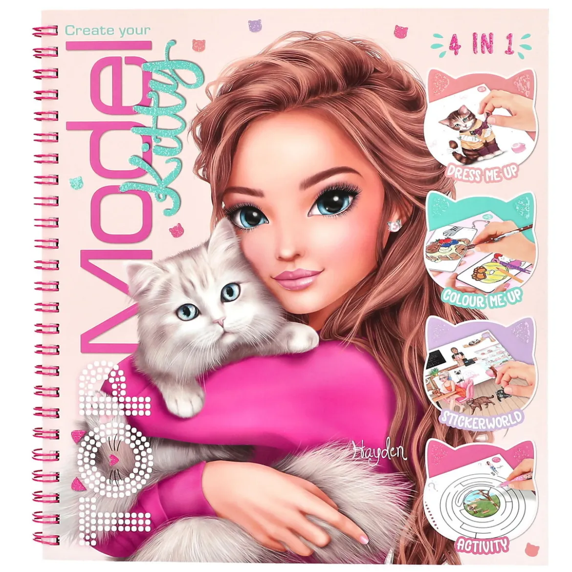 TOPModel Kitty 4-in-1 pysselbok med klistermärken, 20,2×22,2 cm