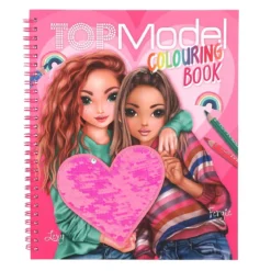 TOPModel Målarbok paljetter – härlig spiralbunden målarbok med paljettomslag 20,5×24 cm