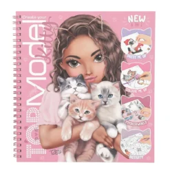 TOPModel pysselbok Kitty + 5 ark med stickers, 47 sidor, 20,2×22,2 cm