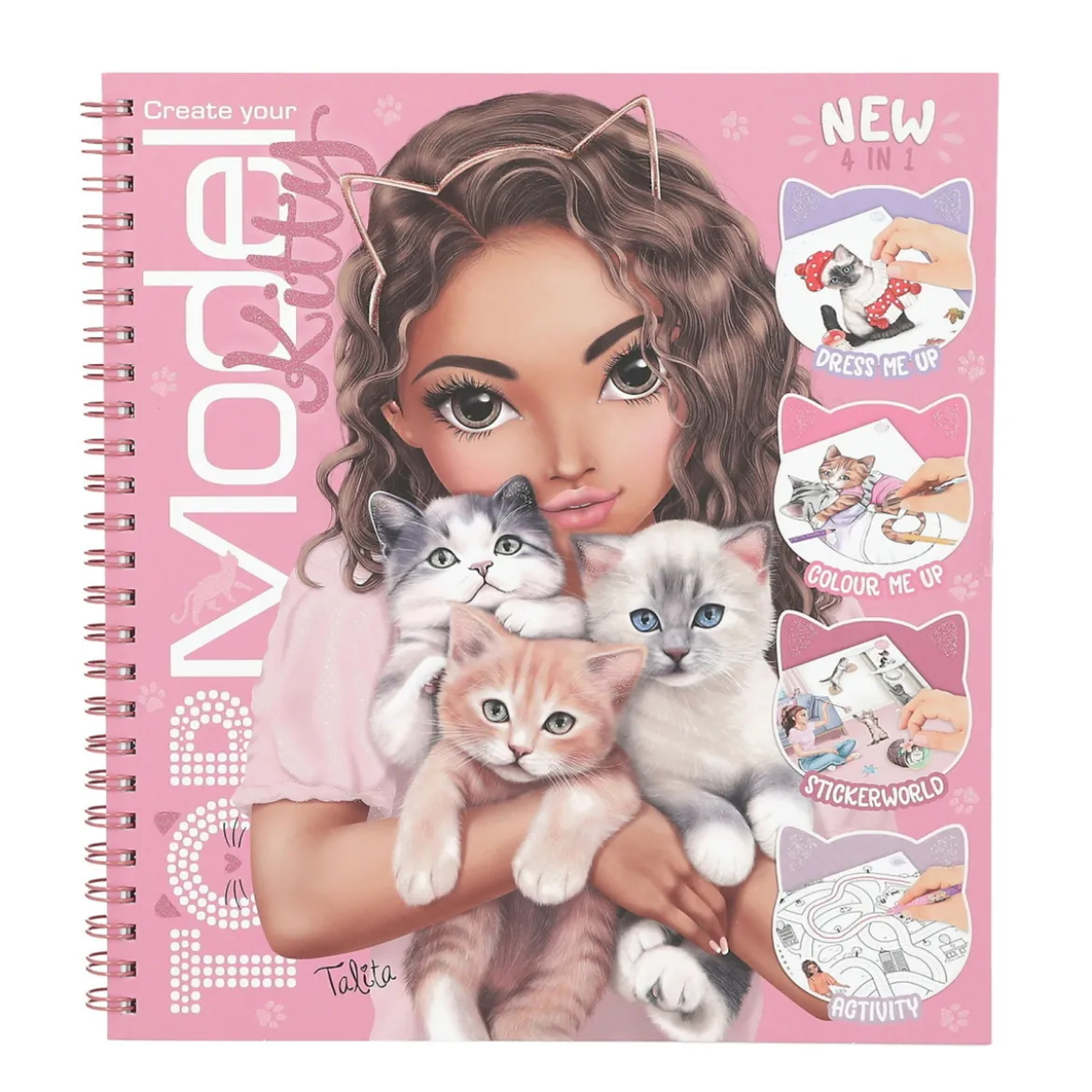 TOPModel pysselbok Kitty + 5 ark med stickers, 47 sidor, 20,2×22,2 cm