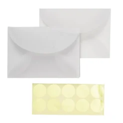 Transparenta kuvert 10 st. 10,9×15,5 cm + 10 guldiga stickers för försegling