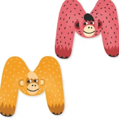 Träbokstav djurmotiv 7 cm - M – pris per styck