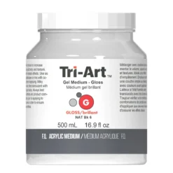 Tri-Art Gel Medium Gloss 500 ml, blankt gelbaserat förtjockningsmedel för akrylfärg