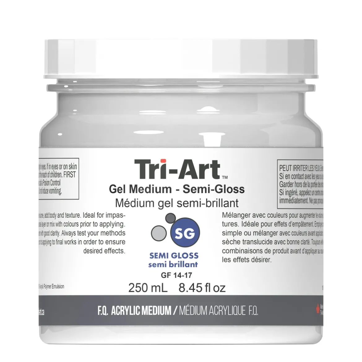 Tri-Art Gel Medium Semi Gloss 250 ml, halvblankt gelbaserat förtjockningsmedel för akrylfärg