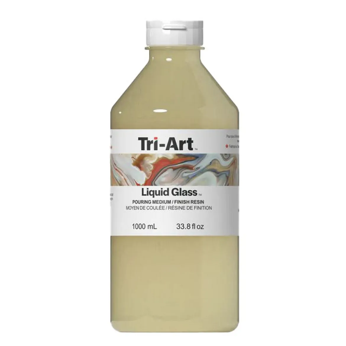 Tri-Art Liquid Glass Pouring Medium 1000 ml, fungerar även som resinliknande lack för akrylfärg