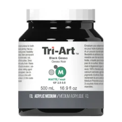 Tri-Art Medium Gesso Black 500 ml, svart grundering för akrylfärg