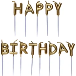 Tårtljus Happy Birthday guld