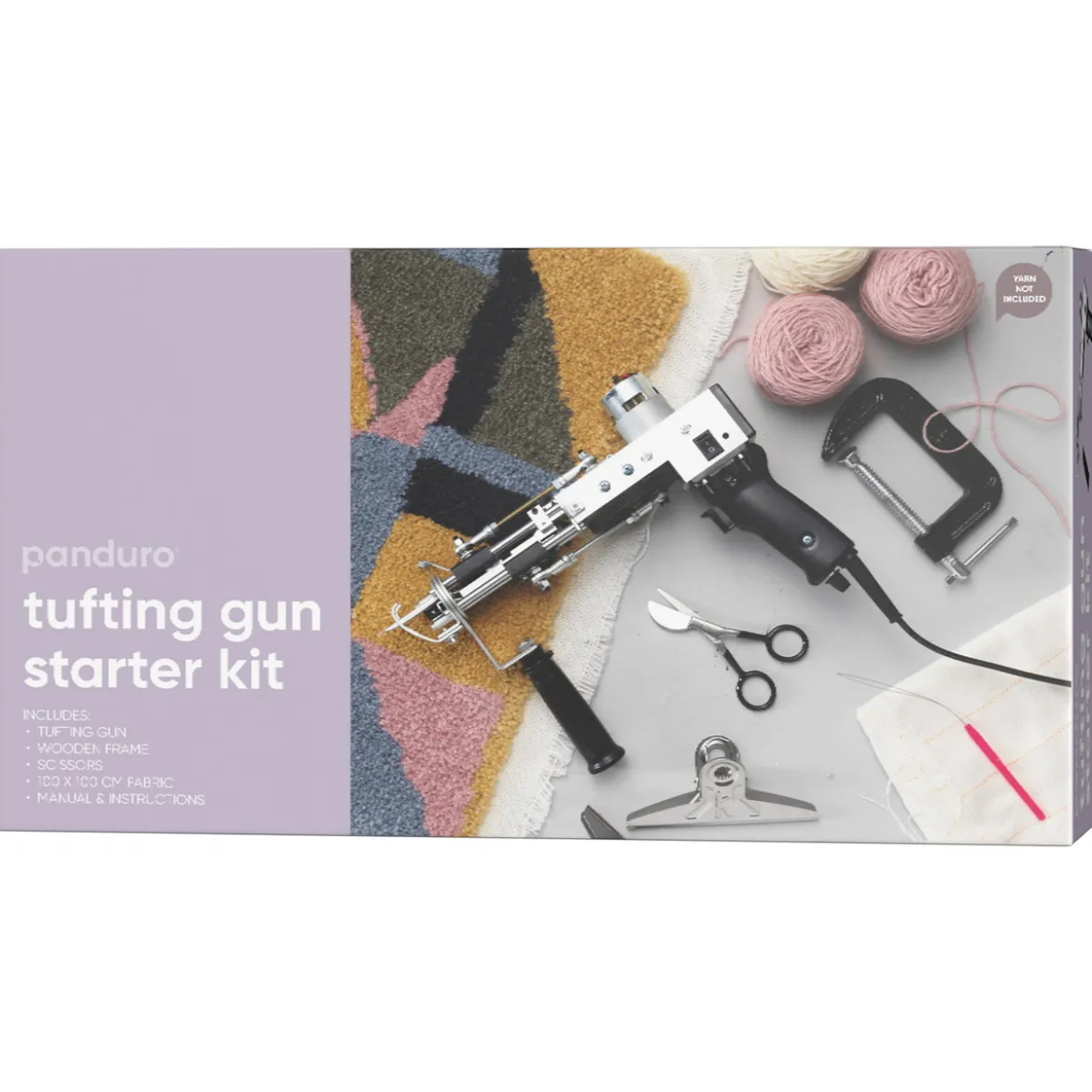 Tufting Gun start-kit, tuftnings-verktyg / tuftpistol, träram, tyg och många tillbehör