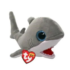 TY Beanie Boo Finnegan – en grå och väldig snäll haj! H. 15,5 cm