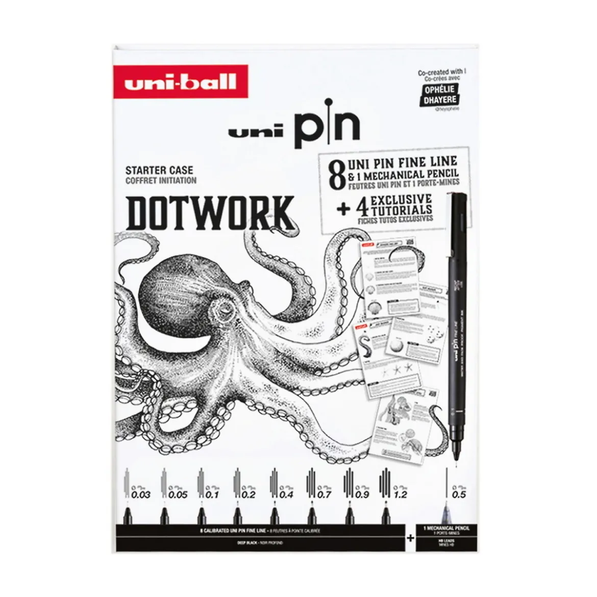 Uni Pin Fineliner Dotwork Starter Set – 8 fineliners & stiftpenna