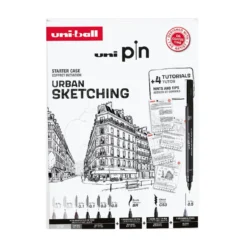 Uni Pin Fineliner Urban Sketching – 6 fineliners, brush, snedskuren & stiftpenna