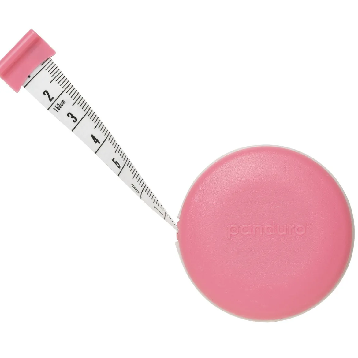 Utdragbart måttband 150 cm med stoppfunktion, rosa hållare