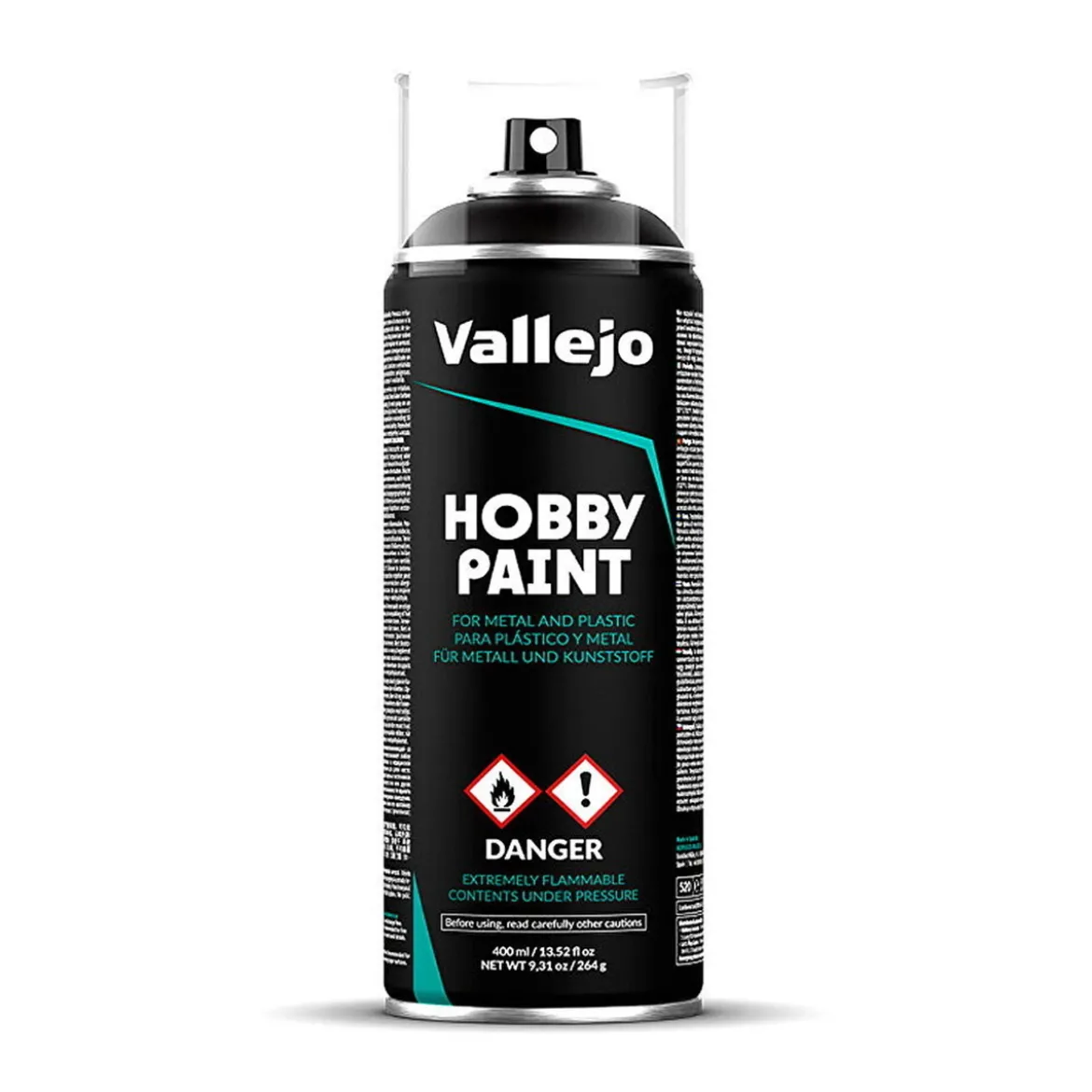 Vallejo Primer Black, svart sprayfärg / grundfärg för modeller, 400 ml