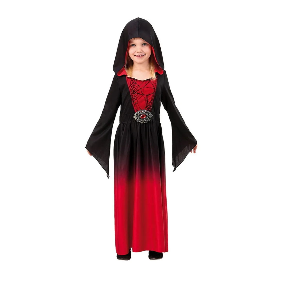Vampyrklänning med huva, utklädnad till halloween, strl. 134-140, för barn 9–11 år